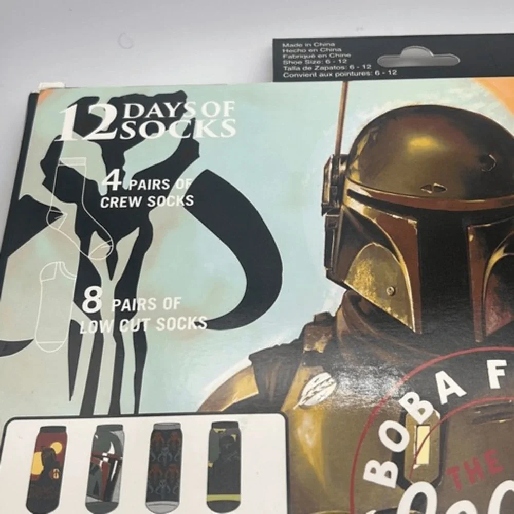 Star Wars Book Of Boba‎ Fett 12 Days of Socks Crew Socks NWB Men